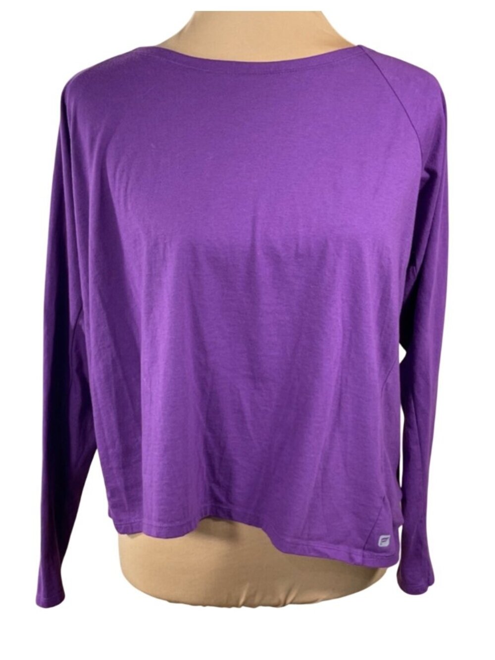 Fabletics Back Faux Wrap Top Shirt Athletic Purple Size L Large Long Sleeve